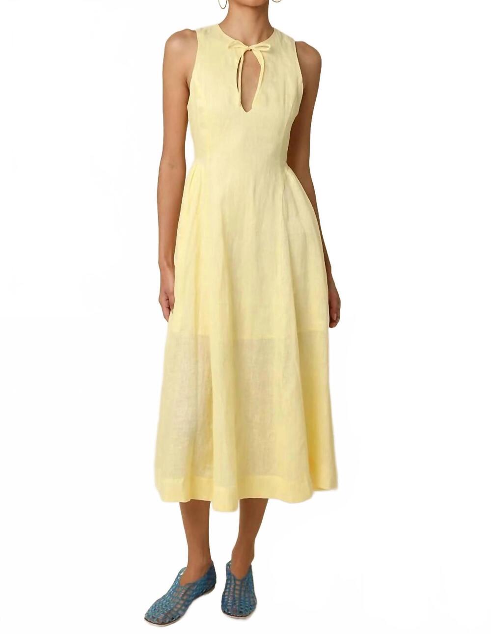 NEW OLIVACEOUS willow sleeveless midi dress in butter